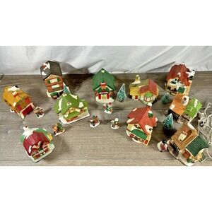 Christmas Village 1990s VTG 20pcs Ceramic/Porcelain Santa's Best Christmas Light